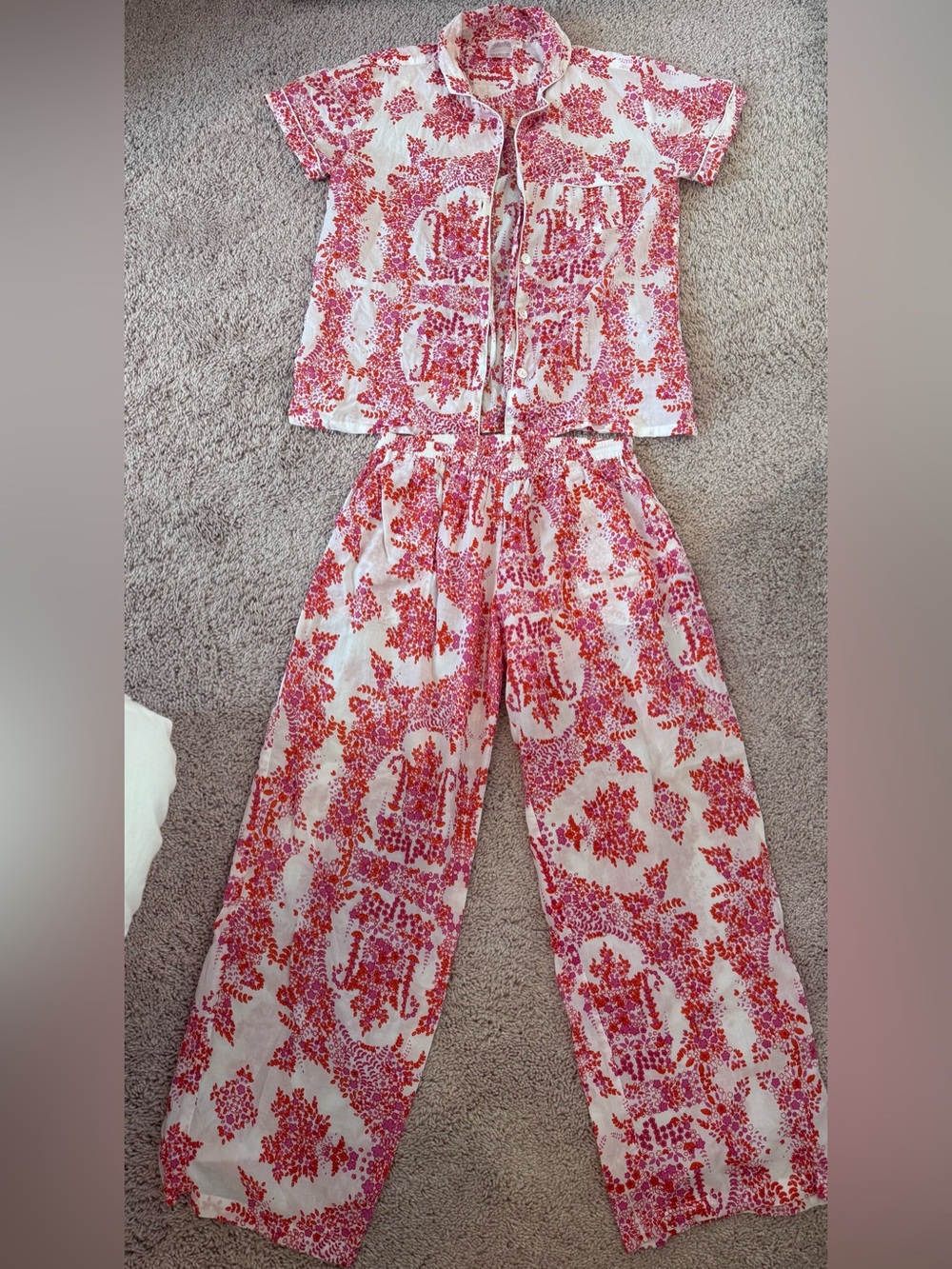 Plum Pretty Sugar Pink and Red Floral Pajama Pant Set - Medium - Picture 2 of 4